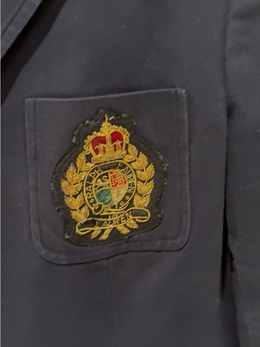 Ralph Lauren Navy Blazer with Embroidered Crest - Picture 4 of 7